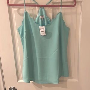 NWT J.Crew Scalloped Cami Top Aqua